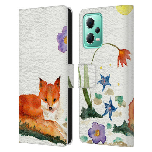 Wyanne Animals Little Fox In The Garden Leather Book Wallet Case Cover For Xiaomi Redmi Note 12 5G