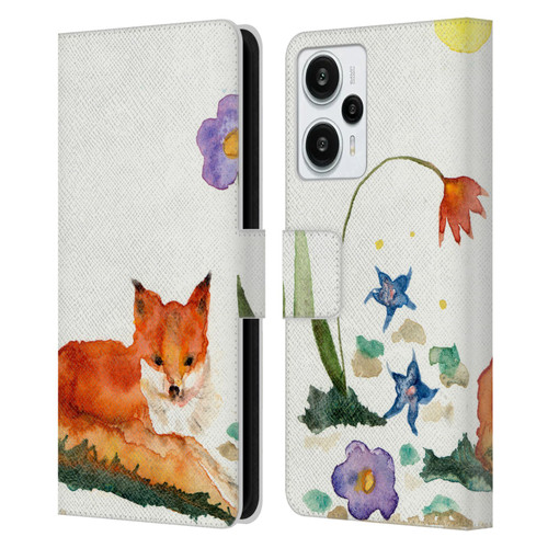 Wyanne Animals Little Fox In The Garden Leather Book Wallet Case Cover For Xiaomi Redmi Note 12T