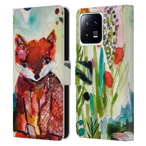 Wyanne Animals Baby Fox In The Garden Leather Book Wallet Case Cover For Xiaomi 13 5G