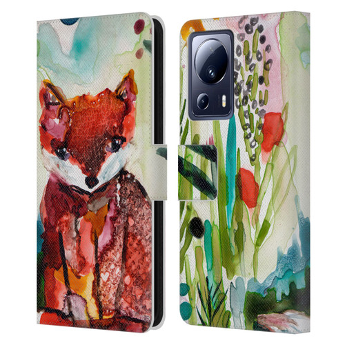 Wyanne Animals Baby Fox In The Garden Leather Book Wallet Case Cover For Xiaomi 13 Lite 5G