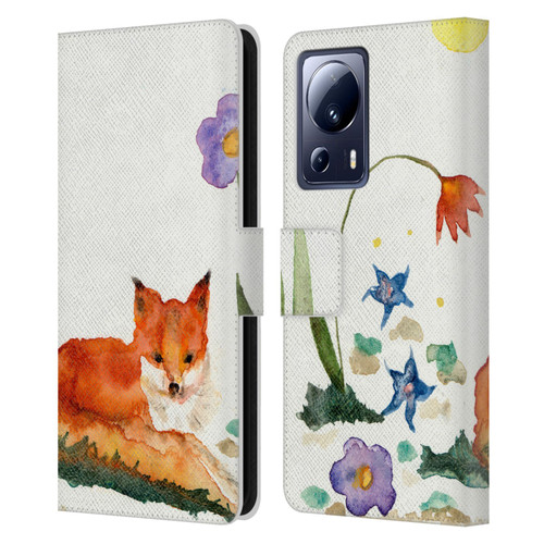 Wyanne Animals Little Fox In The Garden Leather Book Wallet Case Cover For Xiaomi 13 Lite 5G