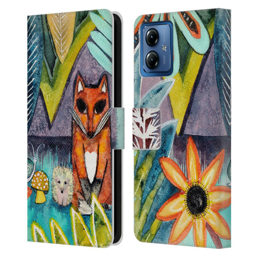 Wyanne Animals 2 Fox Leather Book Wallet Case Cover For Motorola Moto G14