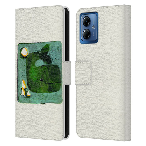 Wyanne Animals 2 Green Whale Monoprint Leather Book Wallet Case Cover For Motorola Moto G14