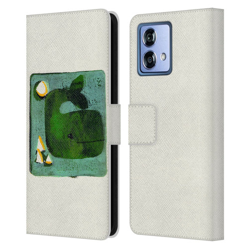 Wyanne Animals 2 Green Whale Monoprint Leather Book Wallet Case Cover For Motorola Moto G84 5G