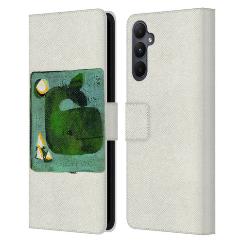 Wyanne Animals 2 Green Whale Monoprint Leather Book Wallet Case Cover For Samsung Galaxy A05s