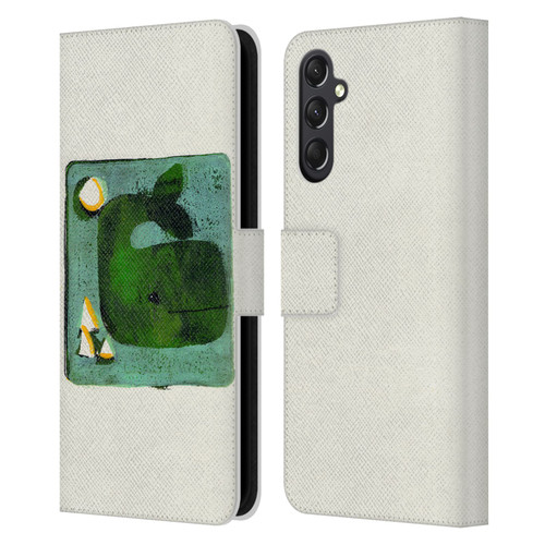 Wyanne Animals 2 Green Whale Monoprint Leather Book Wallet Case Cover For Samsung Galaxy A24 4G / M34 5G