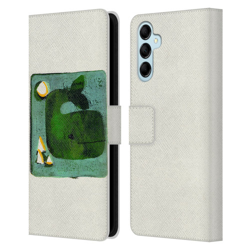 Wyanne Animals 2 Green Whale Monoprint Leather Book Wallet Case Cover For Samsung Galaxy M14 5G