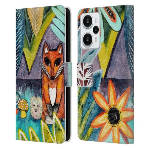 Wyanne Animals 2 Fox Leather Book Wallet Case Cover For Xiaomi Redmi Note 12T