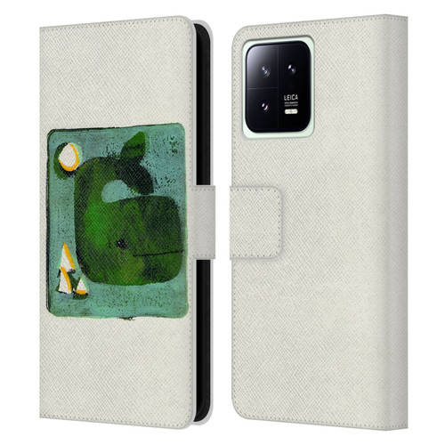 Wyanne Animals 2 Green Whale Monoprint Leather Book Wallet Case Cover For Xiaomi 13 5G