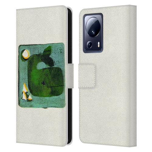 Wyanne Animals 2 Green Whale Monoprint Leather Book Wallet Case Cover For Xiaomi 13 Lite 5G