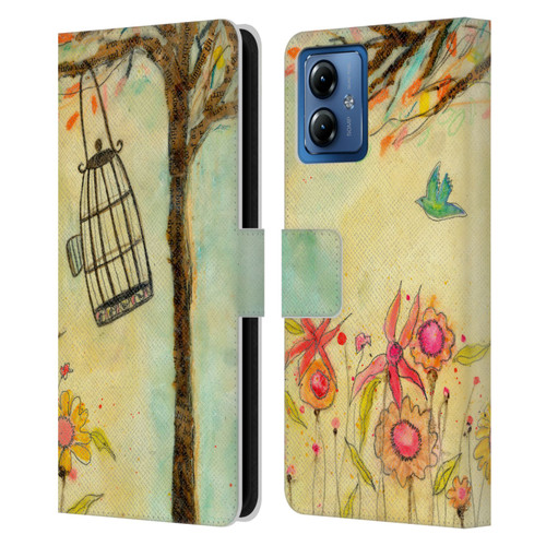 Wyanne Birds Free To Be Leather Book Wallet Case Cover For Motorola Moto G14