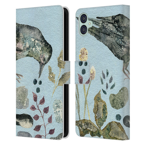 Wyanne Birds Fallen Blueberries Leather Book Wallet Case Cover For Samsung Galaxy M04 5G / A04e