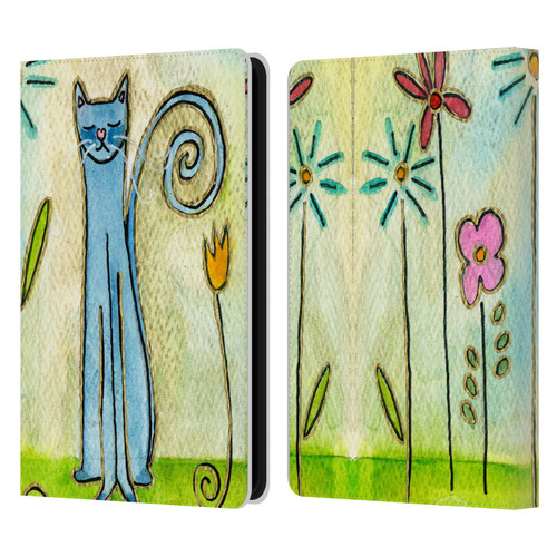 Wyanne Cat Blue Cat In The Flower Garden Leather Book Wallet Case Cover For Amazon Kindle Paperwhite 5 (2021)