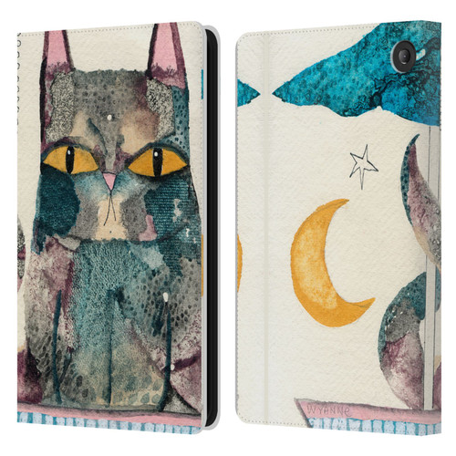 Wyanne Cat By The Light Of The Moon Leather Book Wallet Case Cover For Amazon Fire 7 2022