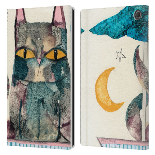 Wyanne Cat By The Light Of The Moon Leather Book Wallet Case Cover For Amazon Fire Max 11 2023