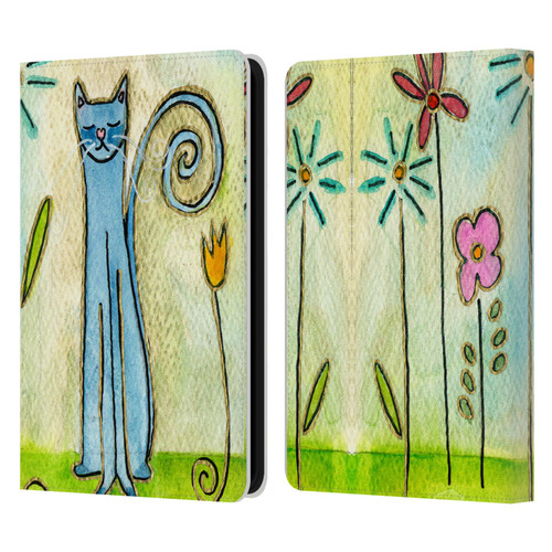 Wyanne Cat Blue Cat In The Flower Garden Leather Book Wallet Case Cover For Amazon Kindle 11th Gen 6in 2022