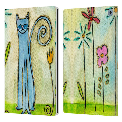 Wyanne Cat Blue Cat In The Flower Garden Leather Book Wallet Case Cover For Amazon Fire HD 10 / Plus 2021