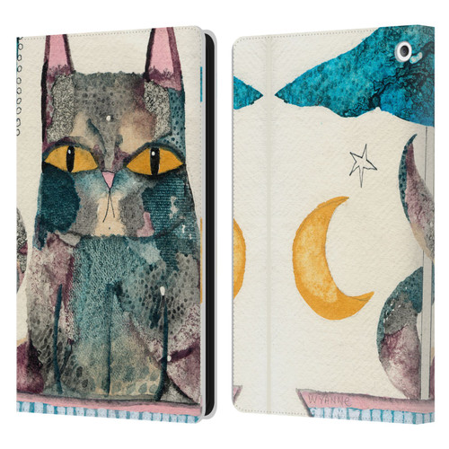 Wyanne Cat By The Light Of The Moon Leather Book Wallet Case Cover For Amazon Fire HD 8/Fire HD 8 Plus 2020