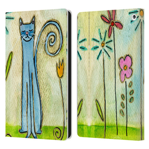 Wyanne Cat Blue Cat In The Flower Garden Leather Book Wallet Case Cover For Amazon Fire HD 8/Fire HD 8 Plus 2020