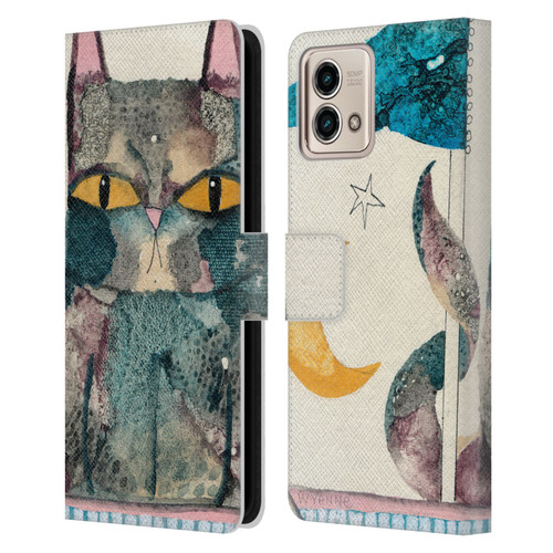 Wyanne Cat By The Light Of The Moon Leather Book Wallet Case Cover For Motorola Moto G Stylus 5G 2023