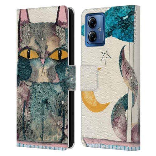 Wyanne Cat By The Light Of The Moon Leather Book Wallet Case Cover For Motorola Moto G14