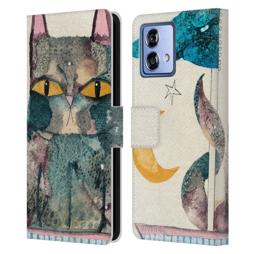 Wyanne Cat By The Light Of The Moon Leather Book Wallet Case Cover For Motorola Moto G84 5G