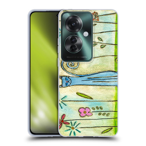 Wyanne Cat Blue Cat In The Flower Garden Soft Gel Case for OPPO Reno11 F 5G / F25 Pro 5G