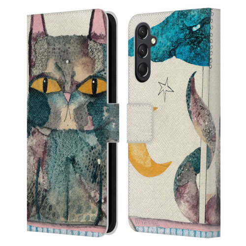 Wyanne Cat By The Light Of The Moon Leather Book Wallet Case Cover For Samsung Galaxy A24 4G / M34 5G