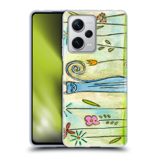 Wyanne Cat Blue Cat In The Flower Garden Soft Gel Case for Xiaomi Redmi Note 12 Pro+ 5G