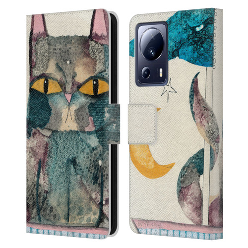 Wyanne Cat By The Light Of The Moon Leather Book Wallet Case Cover For Xiaomi 13 Lite 5G