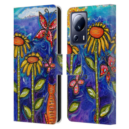 Wyanne Nature 2 Sundown Sunflowers Leather Book Wallet Case Cover For Xiaomi 13 Lite 5G