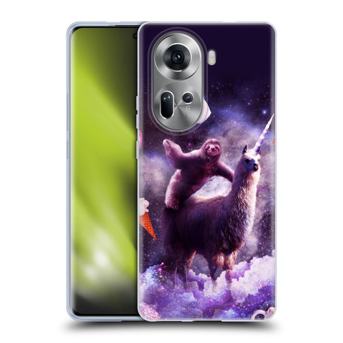 Random Galaxy Mixed Designs Sloth Riding Unicorn Soft Gel Case for OPPO Reno11