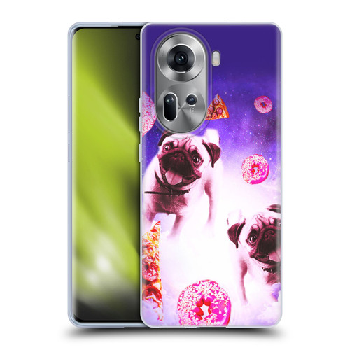 Random Galaxy Mixed Designs Pugs Pizza & Donut Soft Gel Case for OPPO Reno11