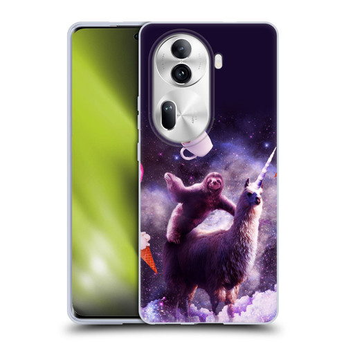 Random Galaxy Mixed Designs Sloth Riding Unicorn Soft Gel Case for OPPO Reno11 Pro