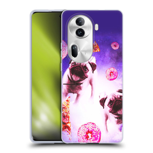 Random Galaxy Mixed Designs Pugs Pizza & Donut Soft Gel Case for OPPO Reno11 Pro