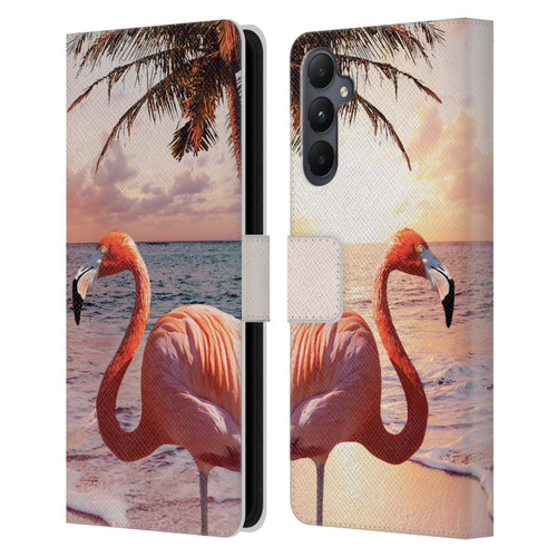 Random Galaxy Mixed Designs Flamingos & Palm Trees Leather Book Wallet Case Cover For Samsung Galaxy A05s