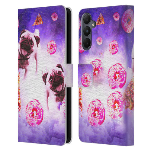 Random Galaxy Mixed Designs Pugs Pizza & Donut Leather Book Wallet Case Cover For Samsung Galaxy A05s