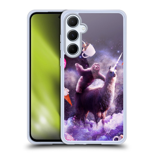 Random Galaxy Mixed Designs Sloth Riding Unicorn Soft Gel Case for Samsung Galaxy A55 5G