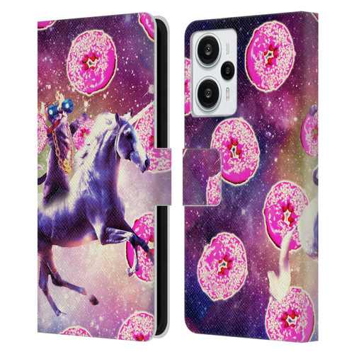 Random Galaxy Mixed Designs Thug Cat Riding Unicorn Leather Book Wallet Case Cover For Xiaomi Redmi Note 12T