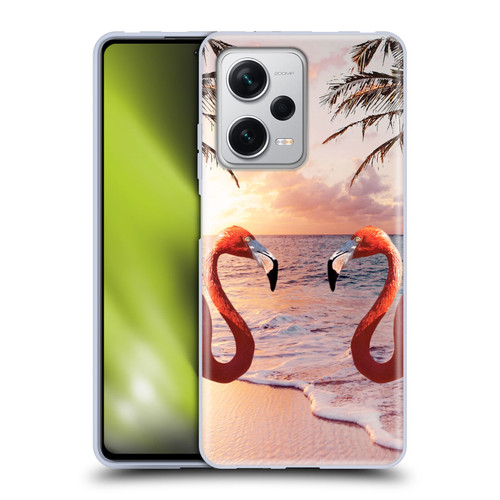 Random Galaxy Mixed Designs Flamingos & Palm Trees Soft Gel Case for Xiaomi Redmi Note 12 Pro+ 5G