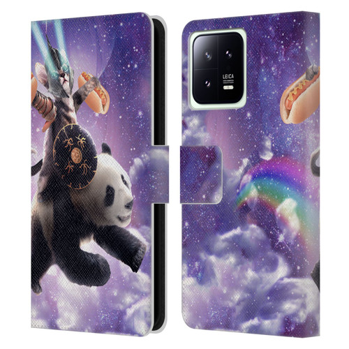 Random Galaxy Mixed Designs Warrior Cat Riding Panda Leather Book Wallet Case Cover For Xiaomi 13 5G