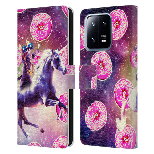 Random Galaxy Mixed Designs Thug Cat Riding Unicorn Leather Book Wallet Case Cover For Xiaomi 13 Pro 5G