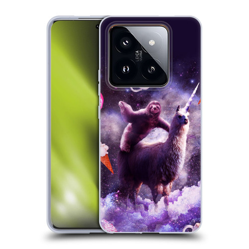 Random Galaxy Mixed Designs Sloth Riding Unicorn Soft Gel Case for Xiaomi 14 Pro