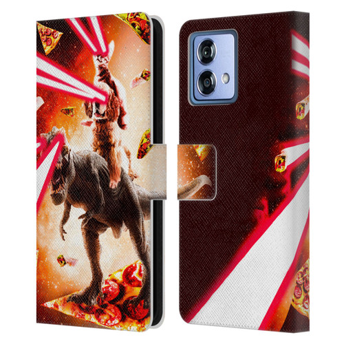 Random Galaxy Space Cat Dinosaur & Dog Lazer Eye Leather Book Wallet Case Cover For Motorola Moto G84 5G