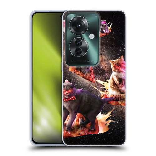 Random Galaxy Space Cat Fire Pizza Soft Gel Case for OPPO Reno11 F 5G / F25 Pro 5G