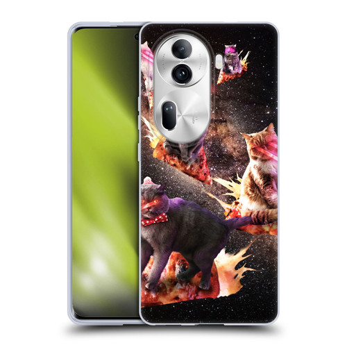 Random Galaxy Space Cat Fire Pizza Soft Gel Case for OPPO Reno11 Pro