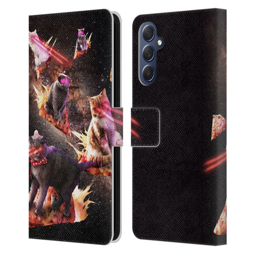 Random Galaxy Space Cat Fire Pizza Leather Book Wallet Case Cover For Samsung Galaxy M54 5G