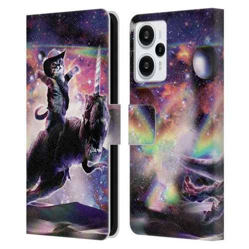 Random Galaxy Space Cat Dinosaur Unicorn Leather Book Wallet Case Cover For Xiaomi Redmi Note 12T