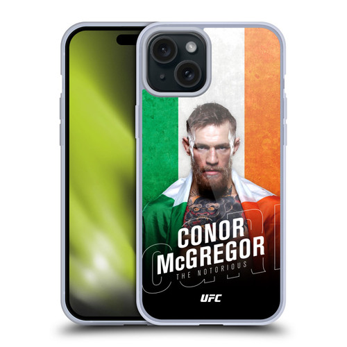 UFC Conor McGregor Ireland Flag Soft Gel Case for Apple iPhone 15 Plus