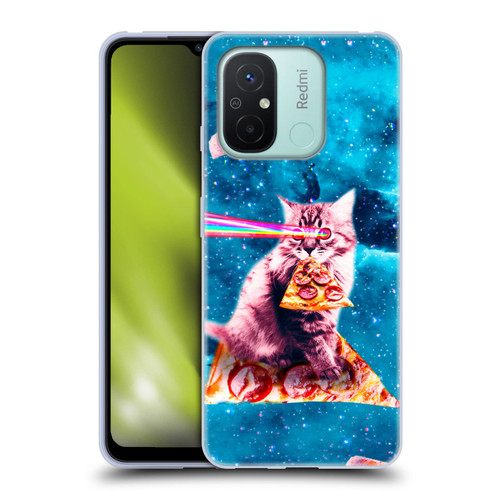 Random Galaxy Space Cat Lazer Eye & Pizza Soft Gel Case for Xiaomi Redmi 12C